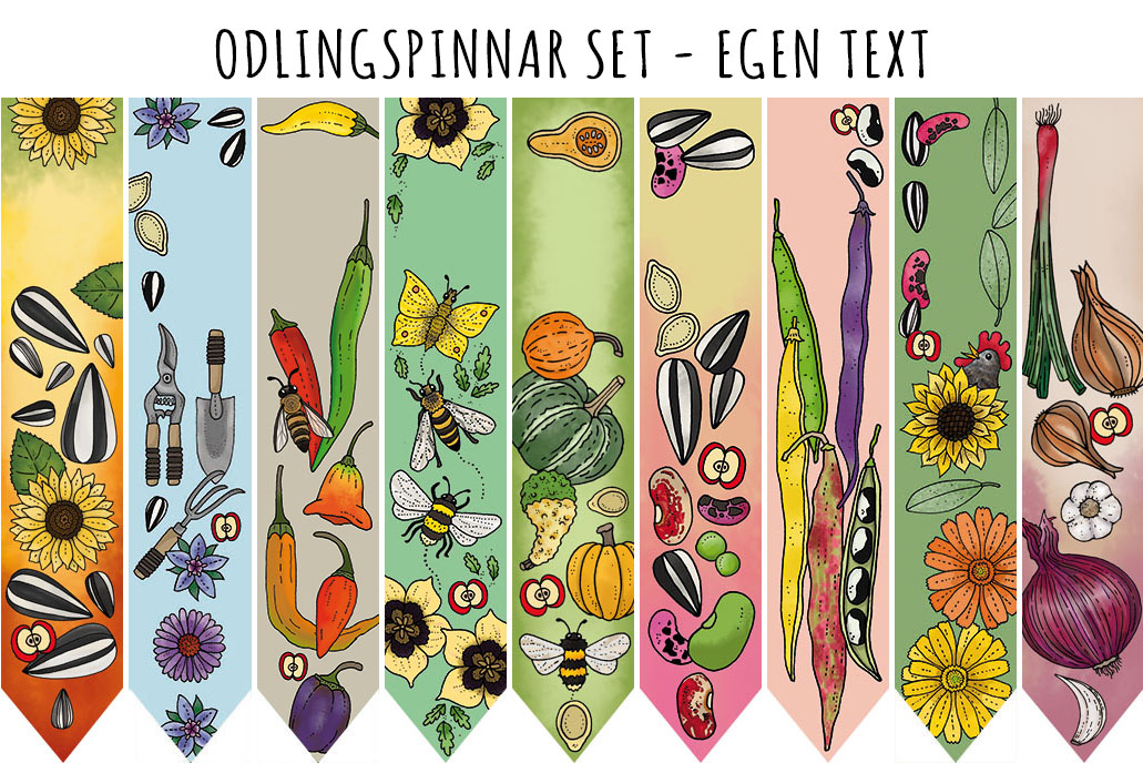 Odlingspinnar set om 9 - EGEN TEXT