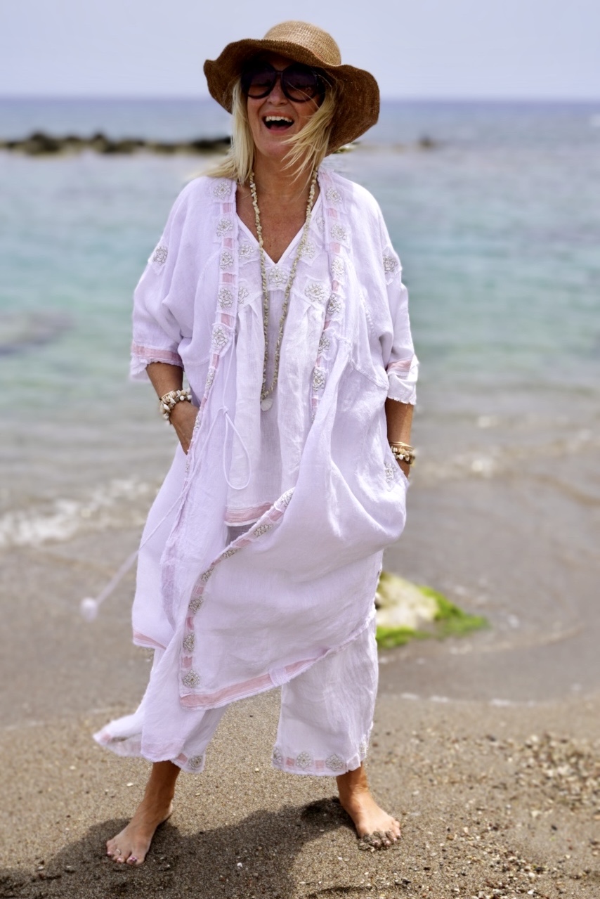 womens linen summer dress White Linen Short Sleeve Women Summer Midi Dress 3706 main image 0