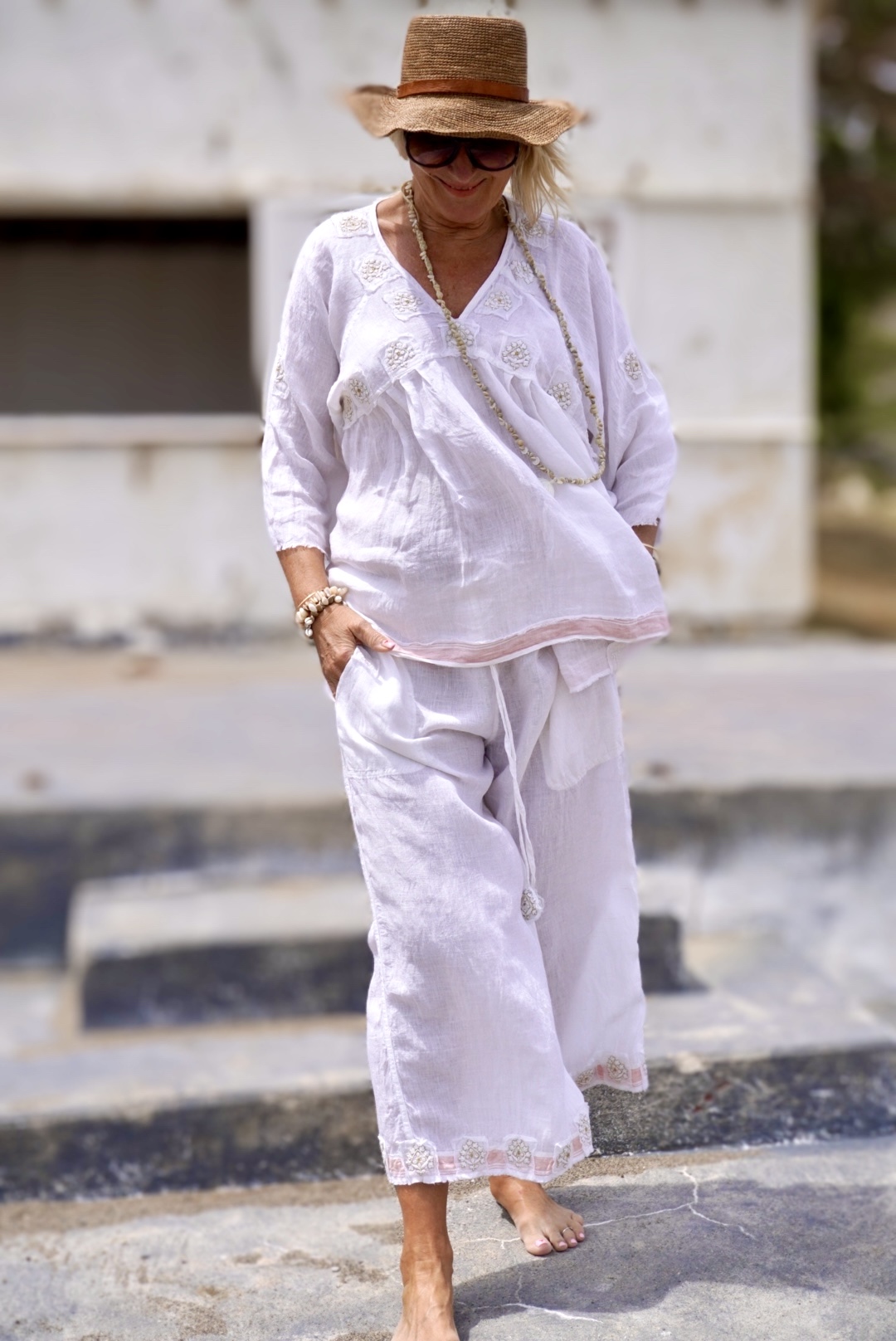 LISSA LINEN PANT SWEET WHITE   - 3
