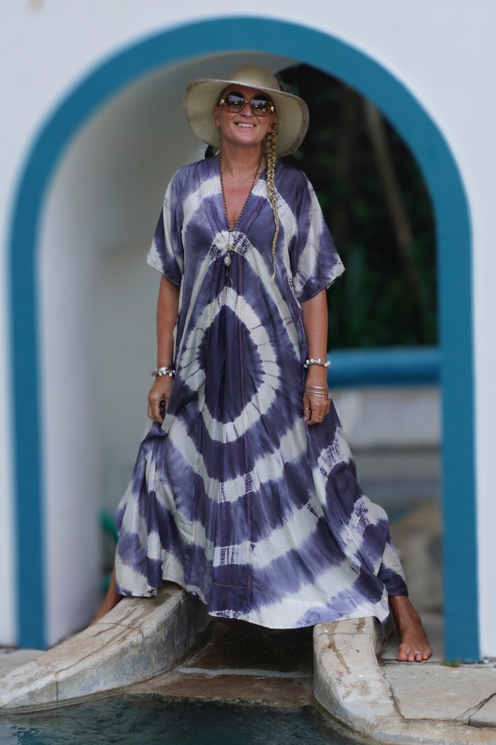 AURA ROSIE MAXI SILK BATIK DRESS CHARCOAL  - 5