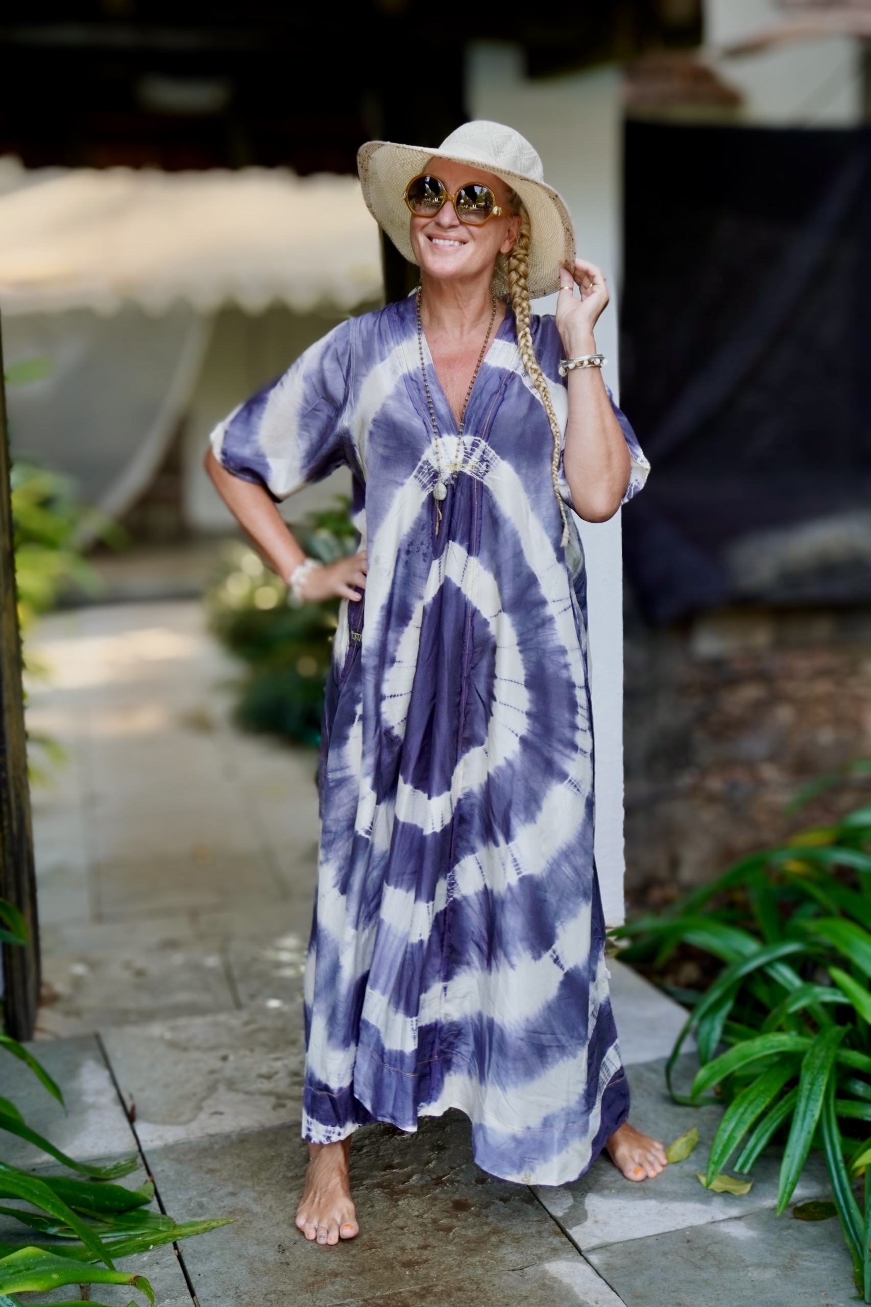 AURA ROSIE MAXI SILK BATIK DRESS CHARCOAL  - 4