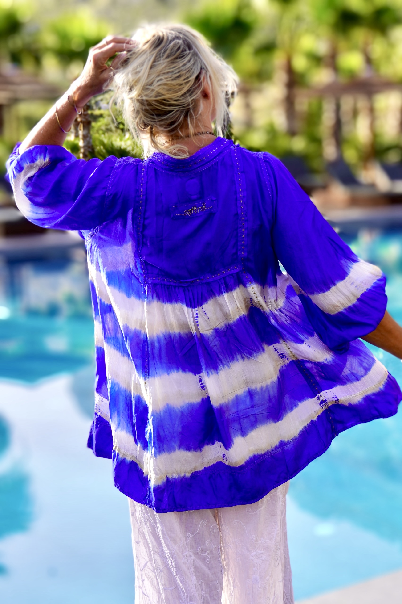 LINE SHELLEY SILK BATIK  TOP INDIA BLUE  - 8
