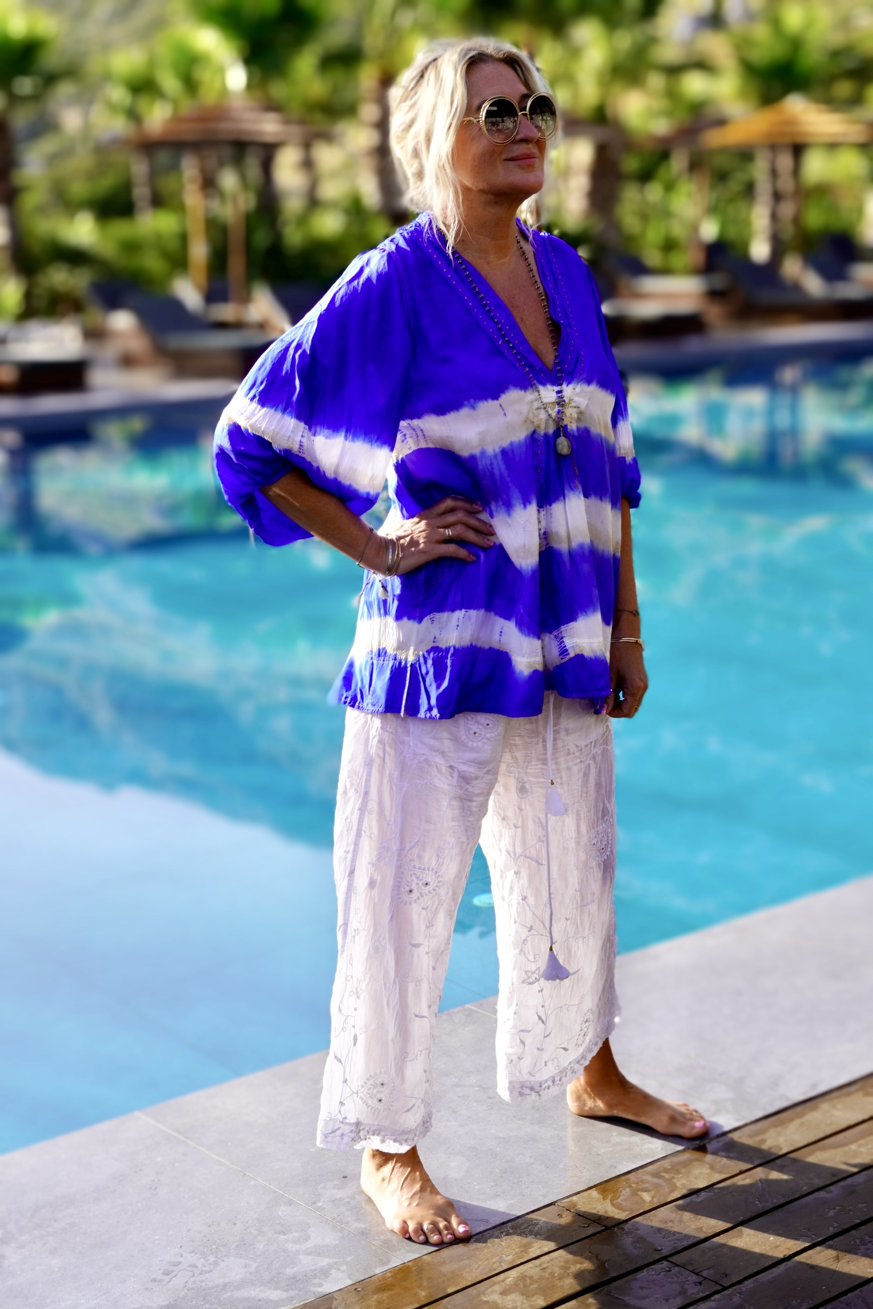 LINE SHELLEY SILK BATIK  TOP INDIA BLUE  - 4
