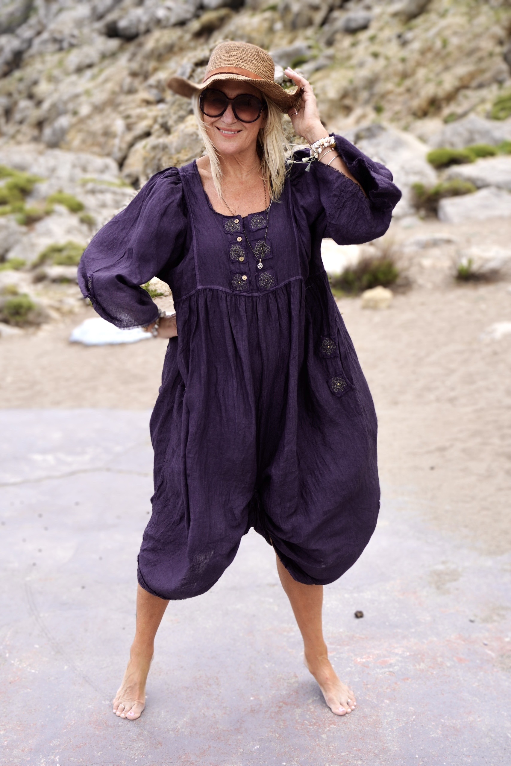 POPPY DORI LINEN MAXIDRESS / JUMPSUIT CHARCOAL 