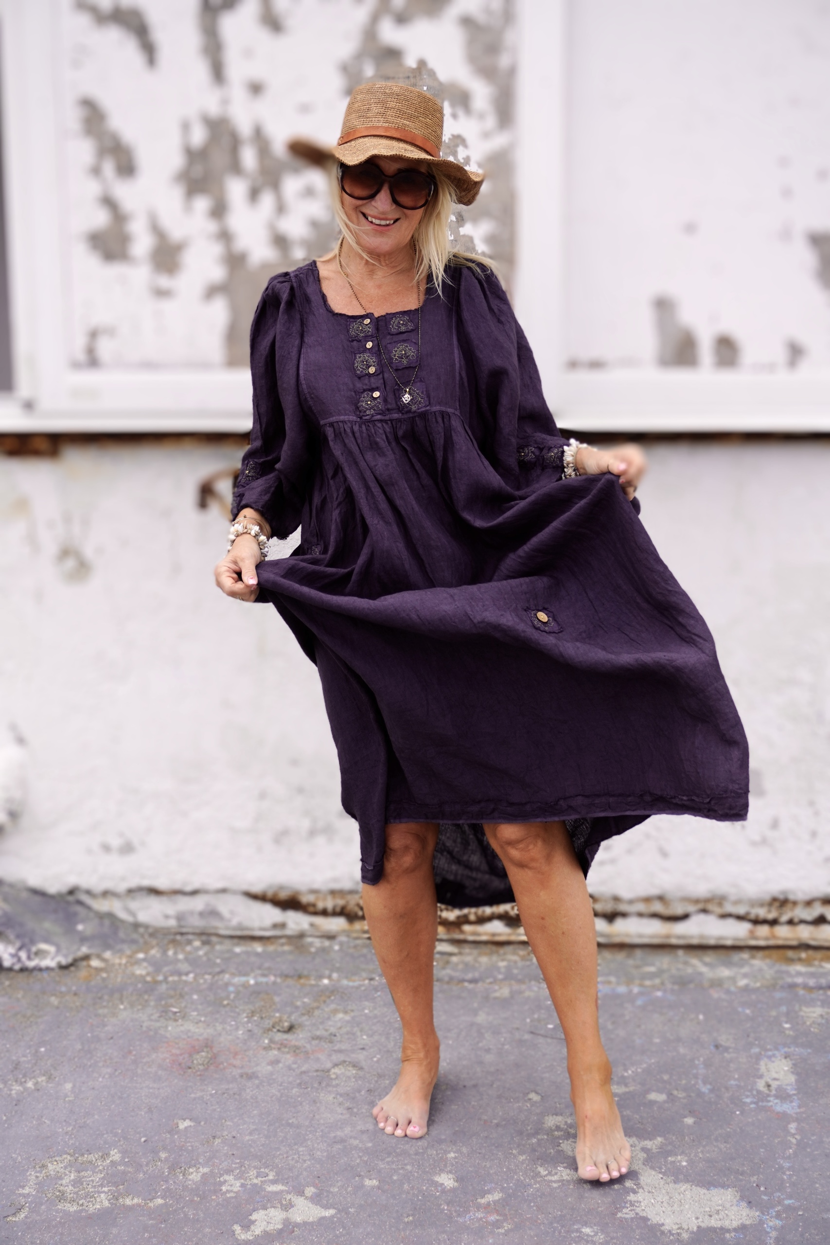 POPPY DORI LINEN MAXIDRESS / JUMPSUIT CHARCOAL  - 3