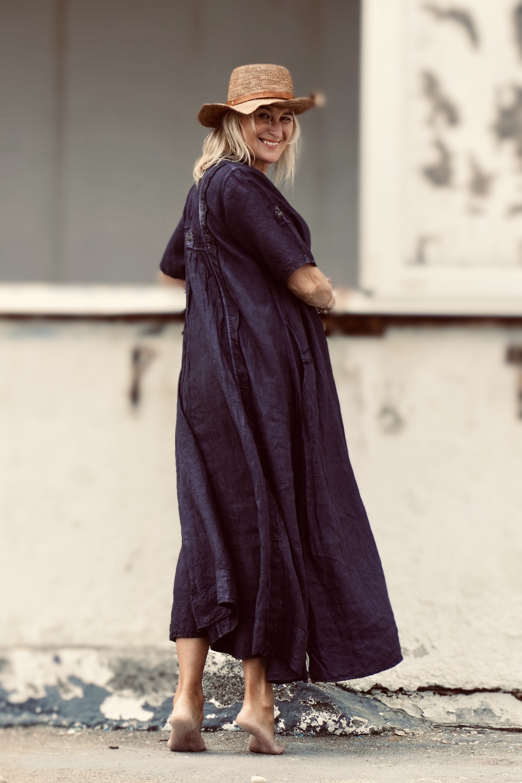 DORI KORI LINEN MAXI DRESS CHARCOAL 