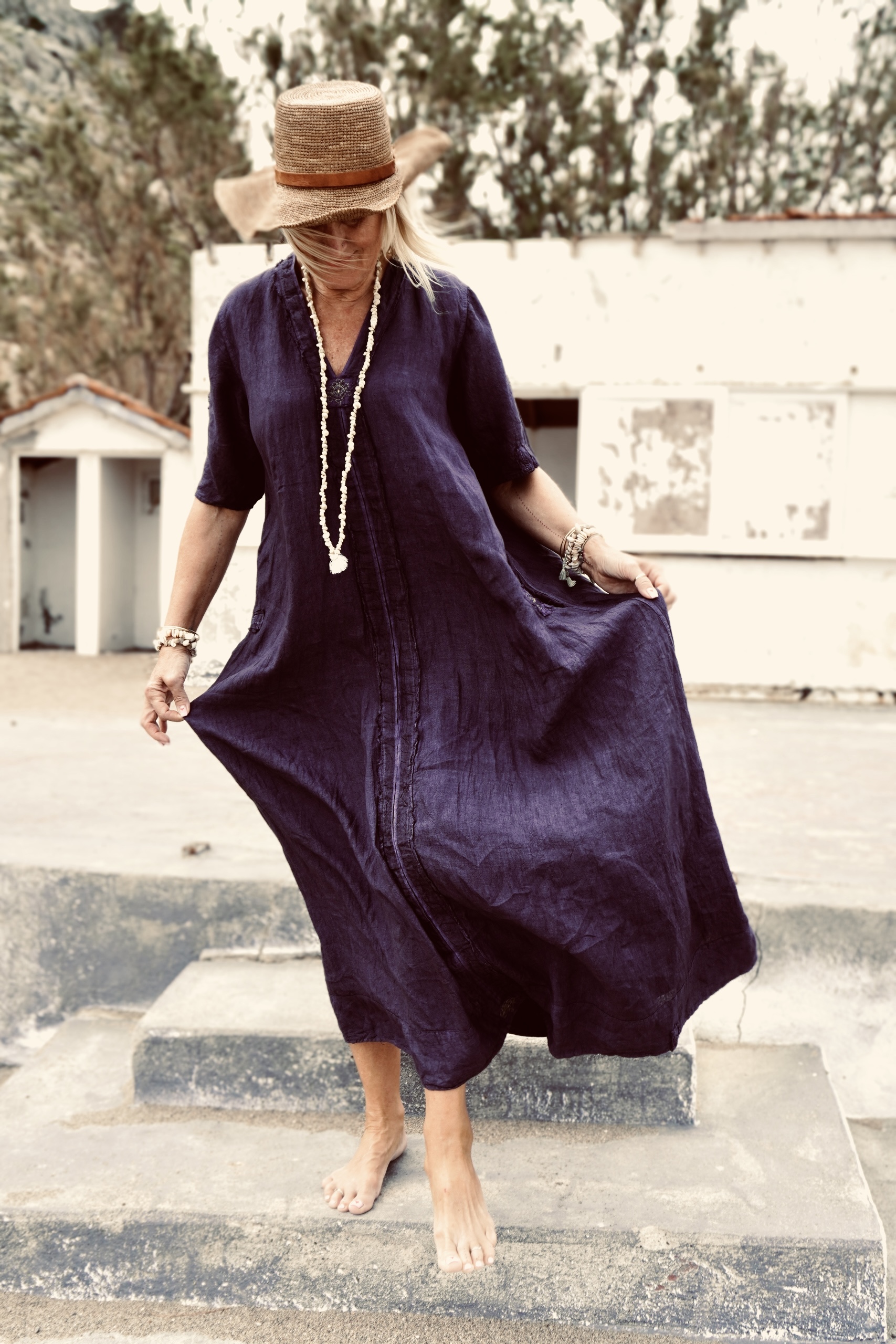 DORI KORI LINEN MAXI DRESS CHARCOAL  - 4