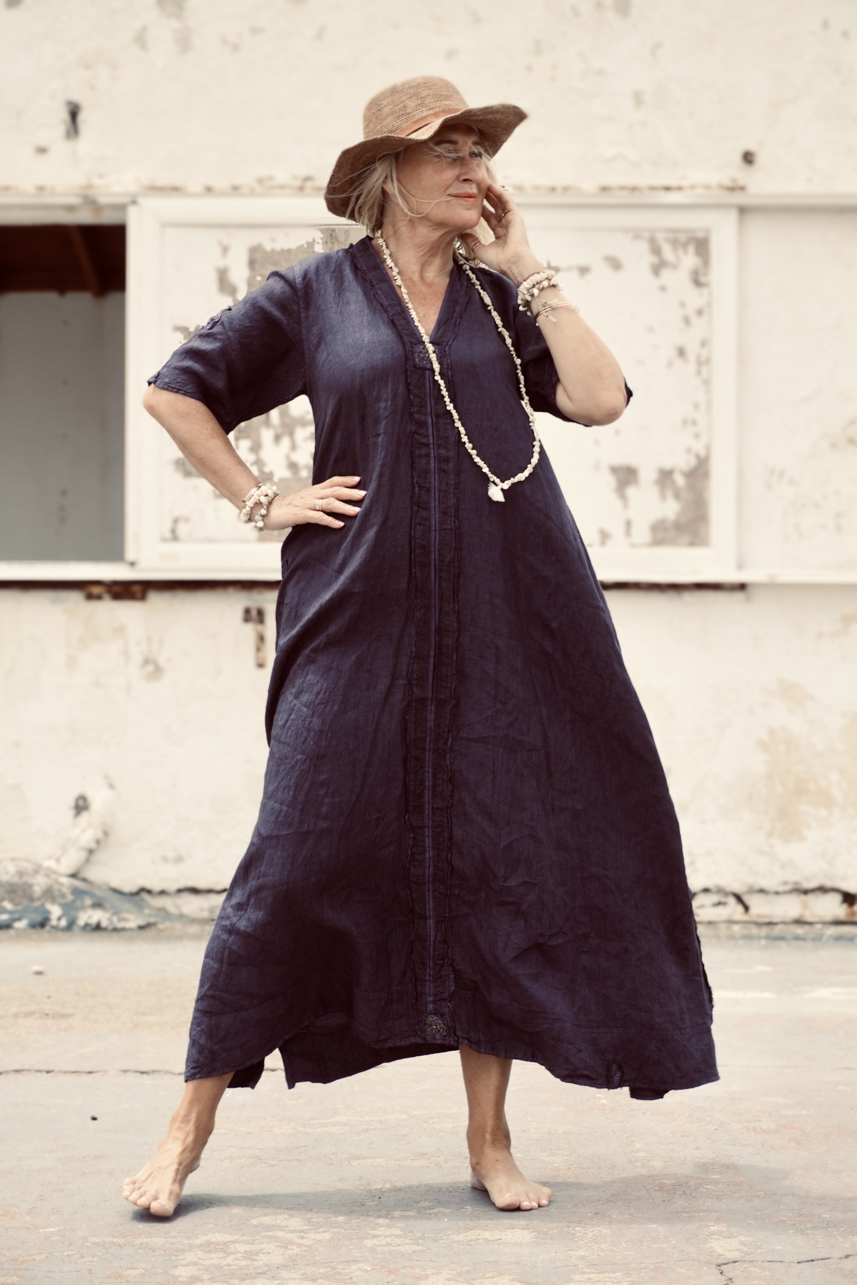 DORI KORI LINEN MAXI DRESS CHARCOAL  - 3