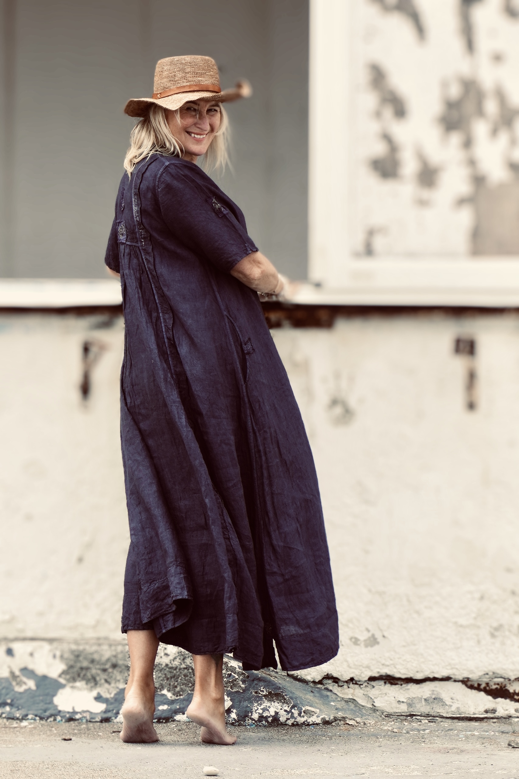 DORI KORI LINEN MAXI DRESS CHARCOAL 