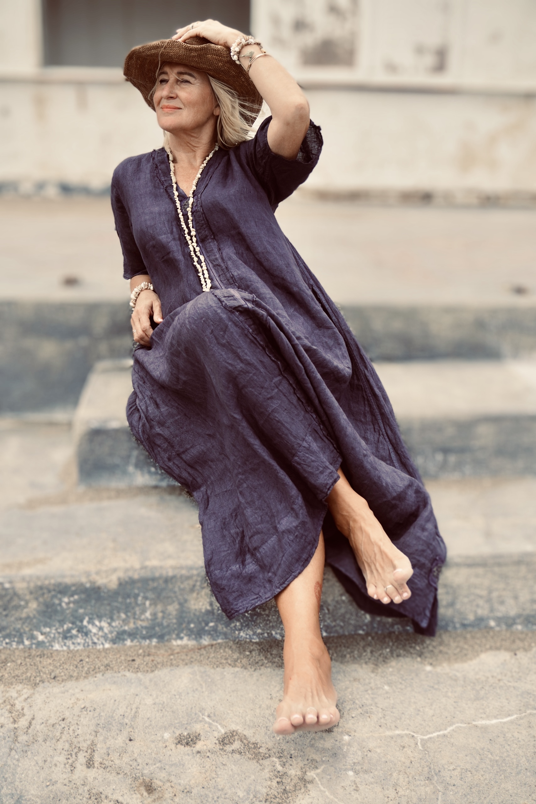 DORI KORI LINEN MAXI DRESS CHARCOAL  - 7