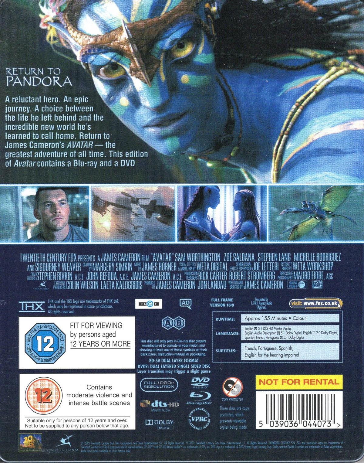 Avatar (Limited Edition Steelbook) (ej svensk text) (Blu-ray + DVD) (Begagnad) - 2