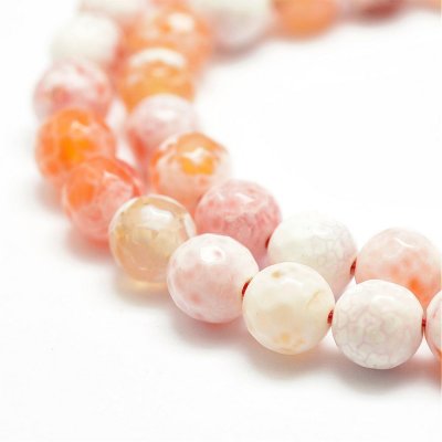 Eld Agat Fasetterad Orange Vit 8mm 1sträng - 2