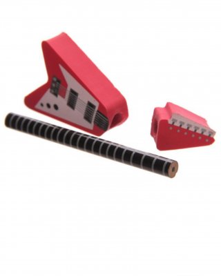 Gitarr Penna med Sudd Röd 13cm 1st - 3