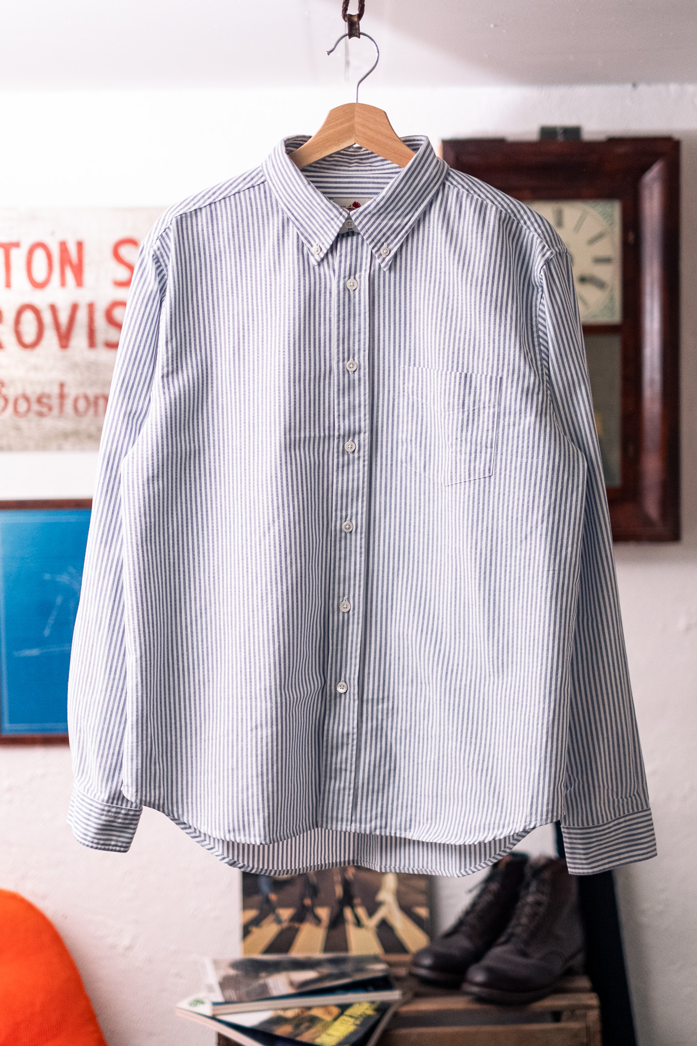 Knickerbocker - Beefy Cotton Oxford Shirt Navy Stripe