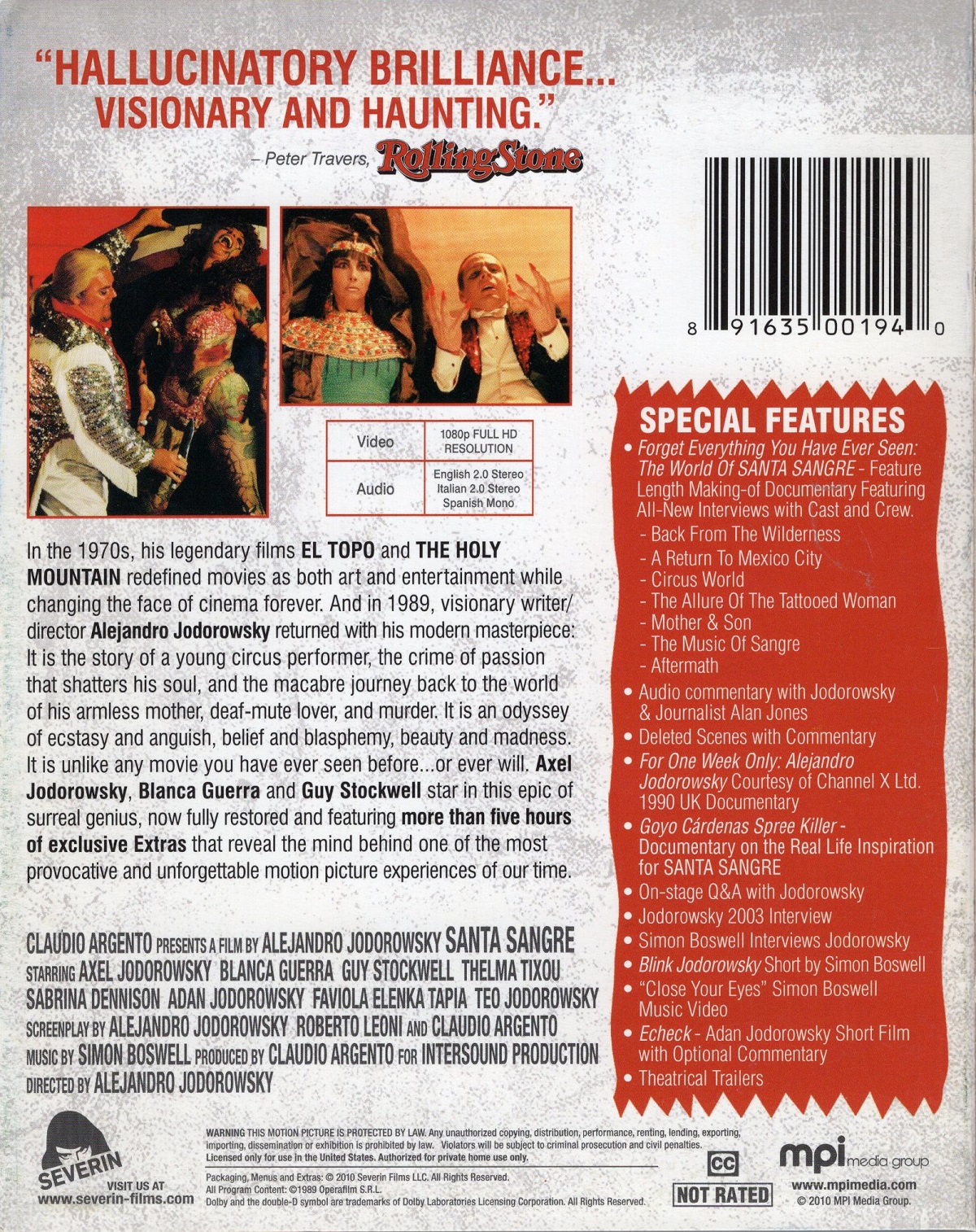 Santa Sangre (ej svensk text) (Blu-ray) (Begagnad) - 2