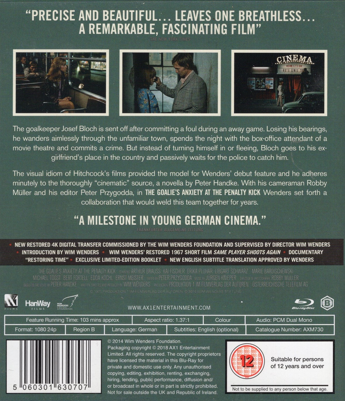 The Goalies's Anxiety At The Penalty Kick (ej svensk text) (Blu-ray) (Begagnad) - 2