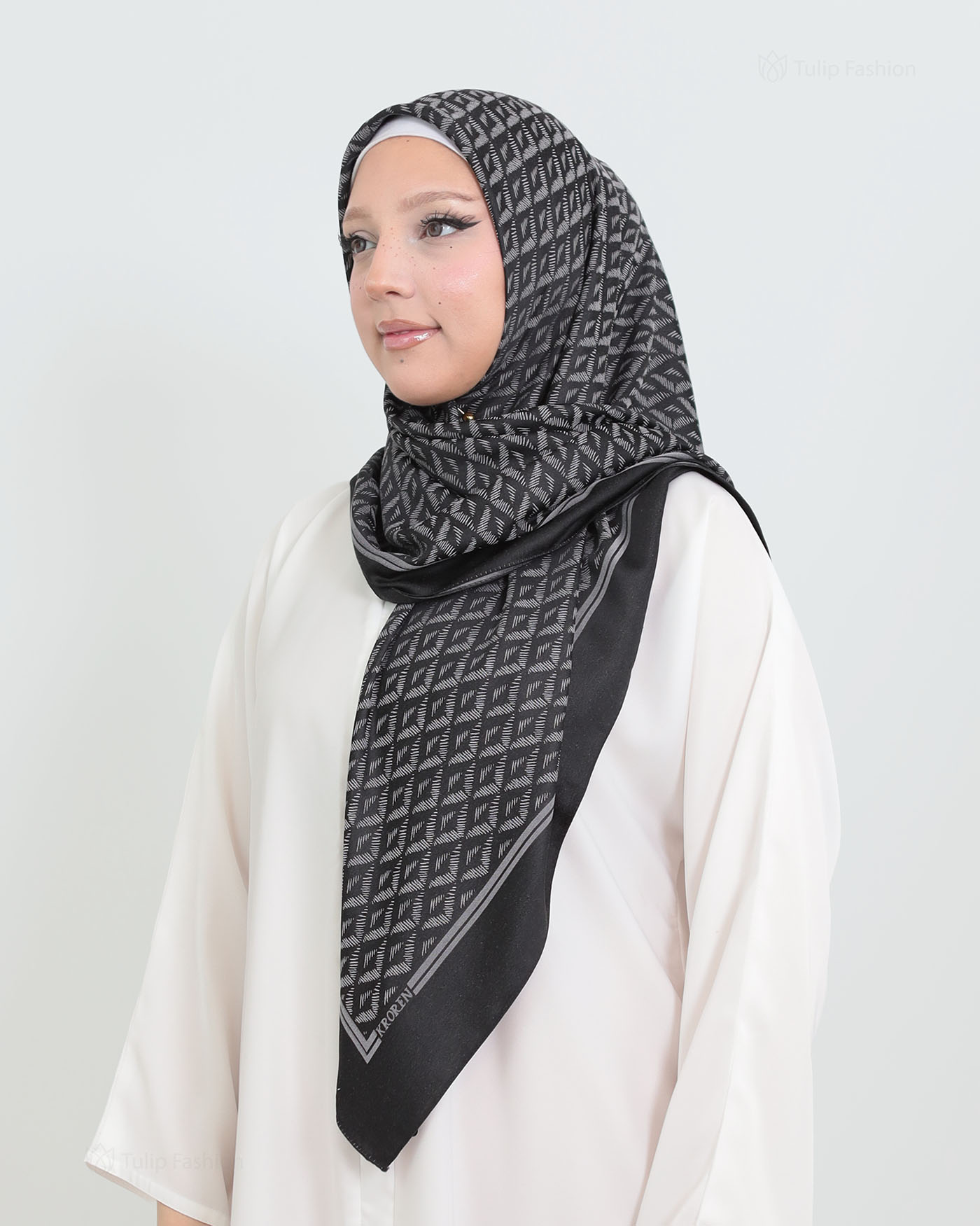 Hijab - Square Viskon 120 cm - Dunkelgrau - 2