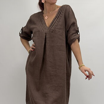 Linneklänning brun