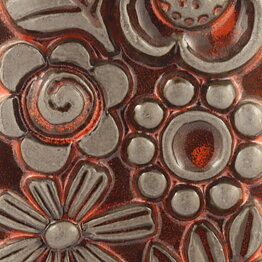 ベリット・ターナー  Fleurシリーズ  オレンジの花の陶板  30cm  1970年代 (2) 