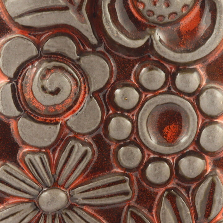 ベリット・ターナー  Fleurシリーズ  オレンジの花の陶板  30cm  1970年代 (2) 