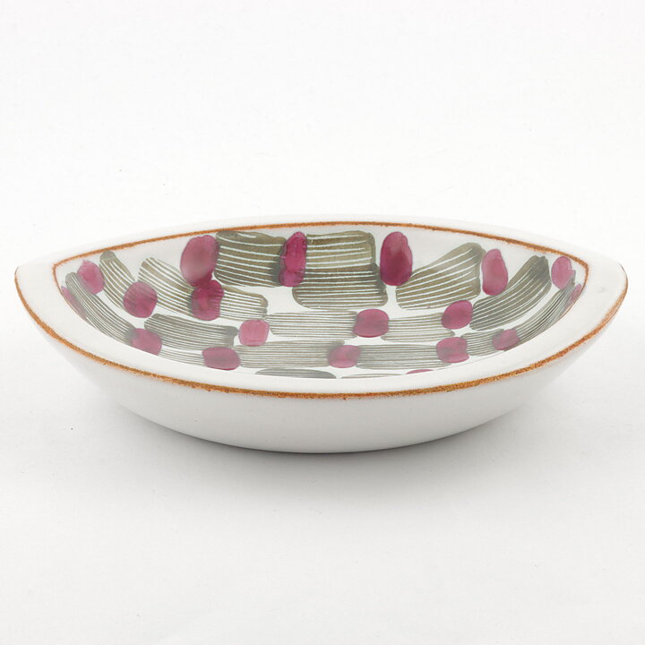 Mari Simmulson (Djungel 1953) Oval Bowl with Green/Cerise Decor 19 cm #4099