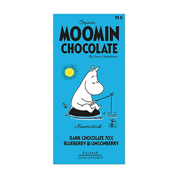 Moomin Chocolate Moomintroll, Mörk choklad 70% Blåbär & Lingon EKO, 70 g