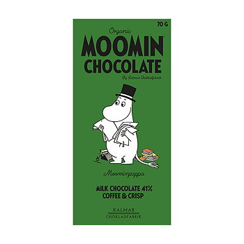 Moomin Chocolate Moominpappa, Mjölkchoklad 41% Kaffe & Krokant EKO, 70 g