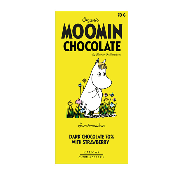 Moomin Chocolate Snorkmaiden, Mörk choklad 70% Jordgubb EKO, 70 g