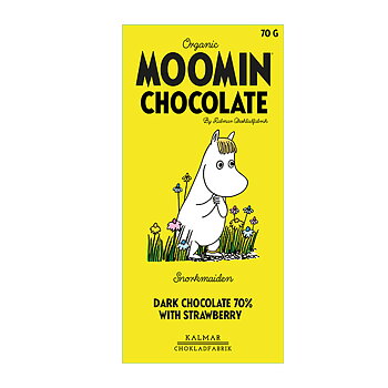 Moomin Chocolate Snorkmaiden, Mörk choklad 70% Jordgubb EKO, 70 g