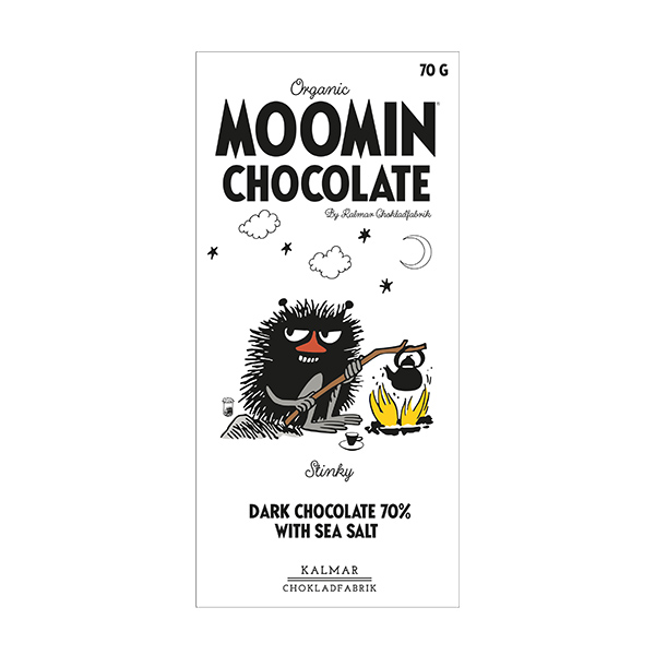 Moomin Chocolate Stinky, Mörk choklad 70% Havssalt EKO, 70 g
