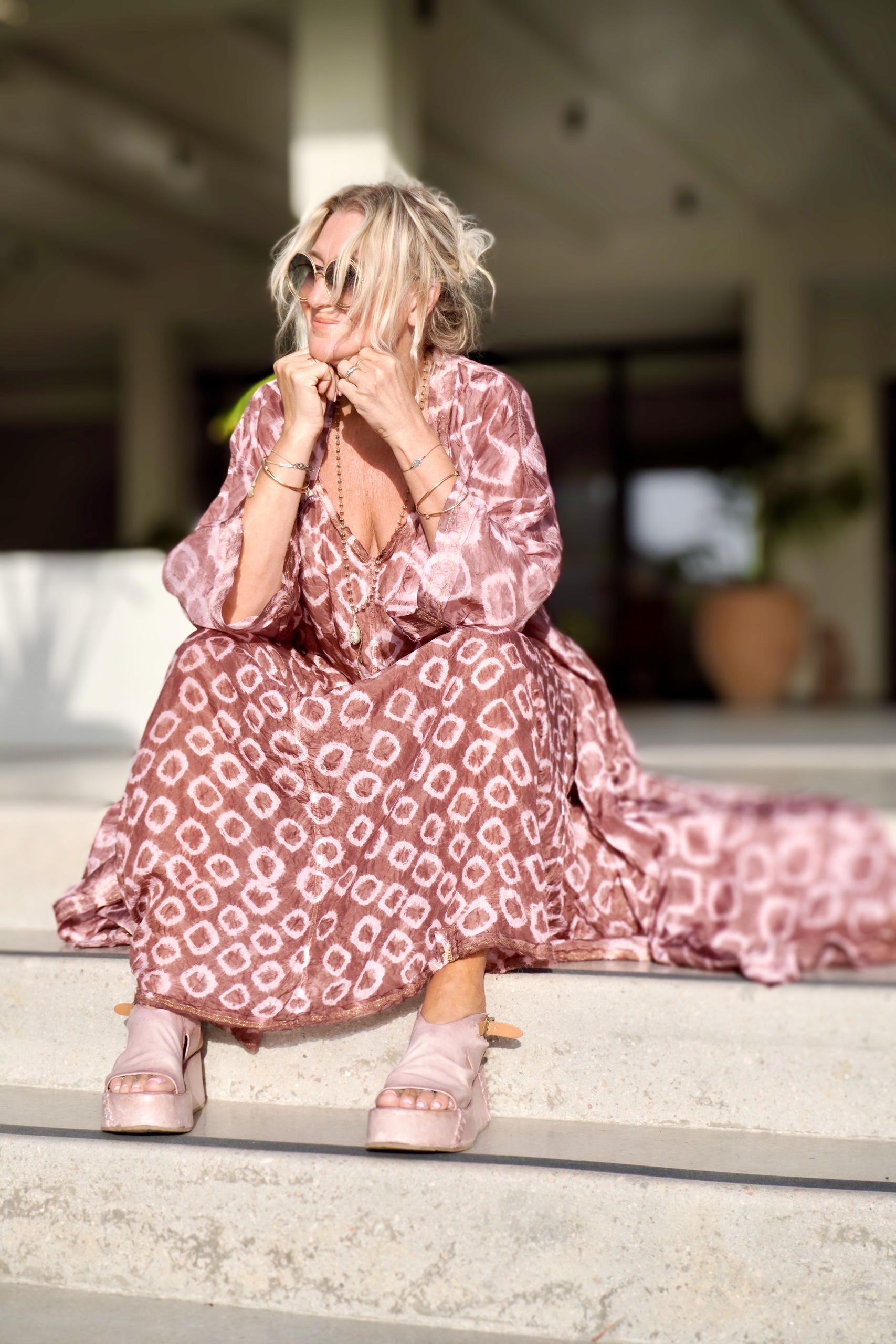 PAPI SILK BATIK MAXI KIMONO PINK  - 7