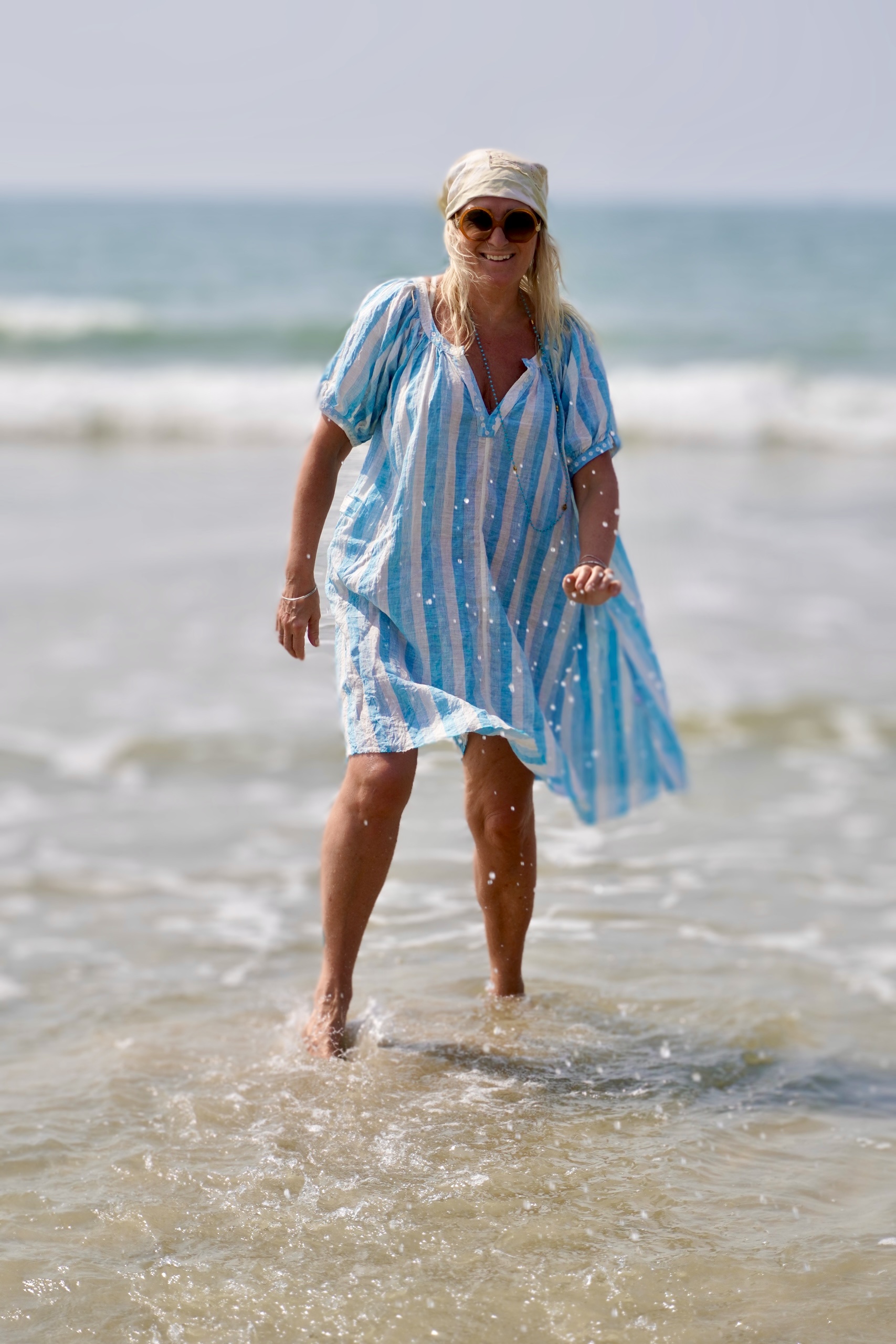 BARBARA LINEN DRESS COCO STRIPE  - 5