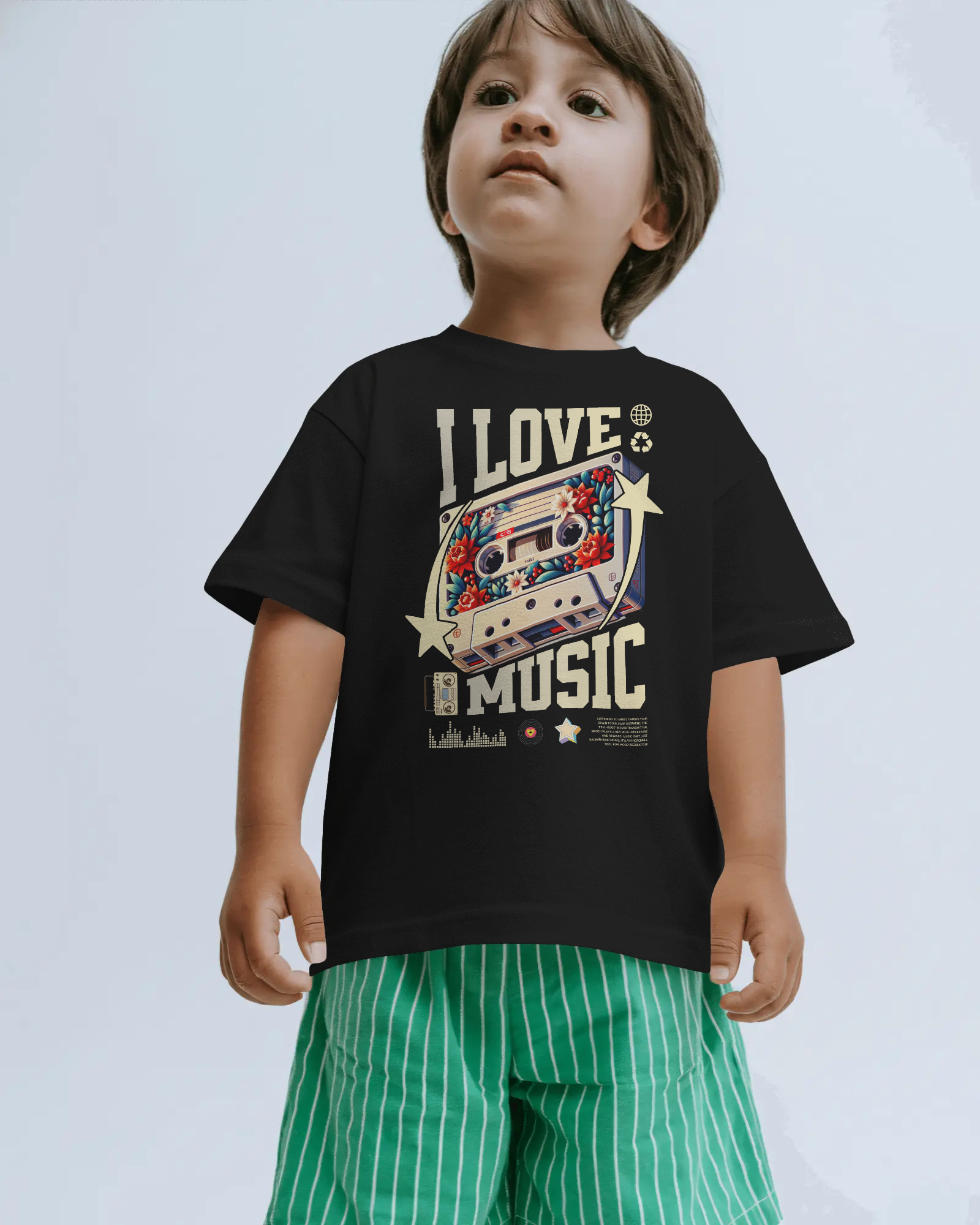 I Love Music Toddler T-shirt Black