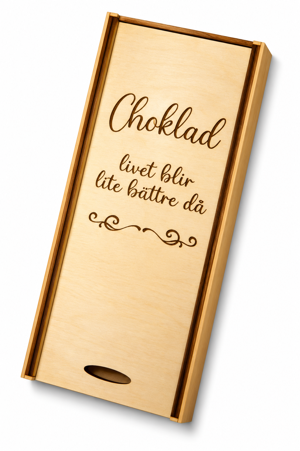 Chokladask i trä – Choklad, livet blir lite bättre då | Chokladpresent
