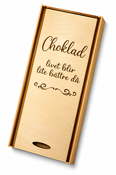 Chokladask i trä – Choklad, livet blir lite bättre då | Chokladpresent