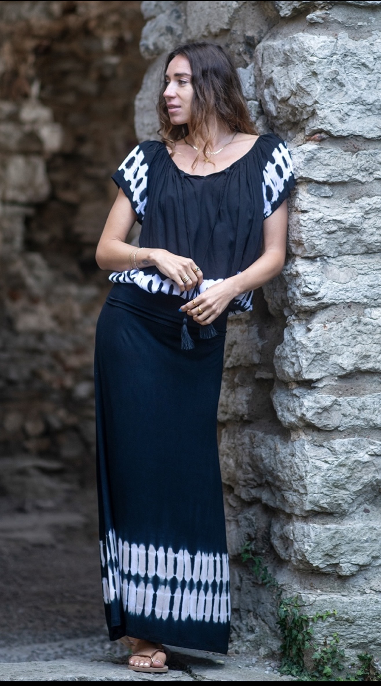 Lani top - tie dye - black/white - 2