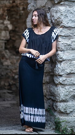 Lani top - tie dye - black/white