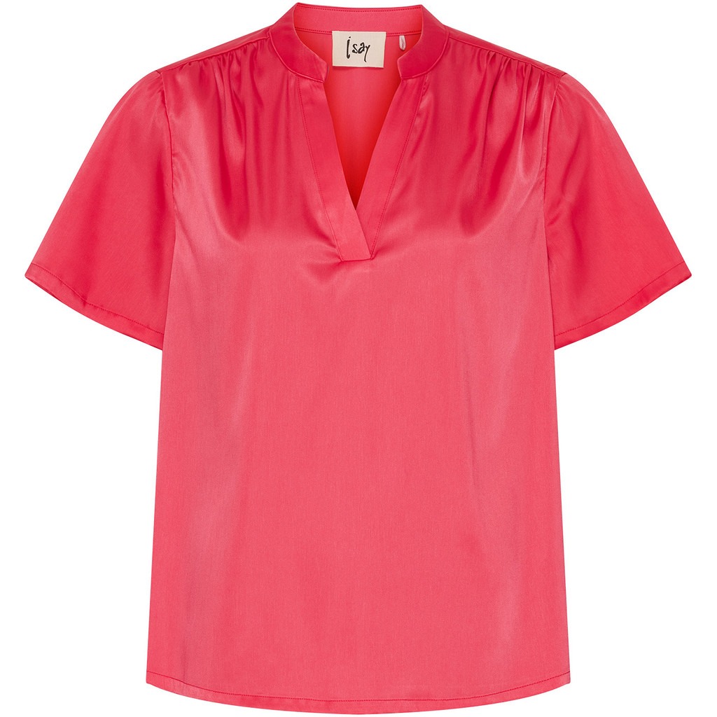 Blus Melba v-ringad hallonröd - 2