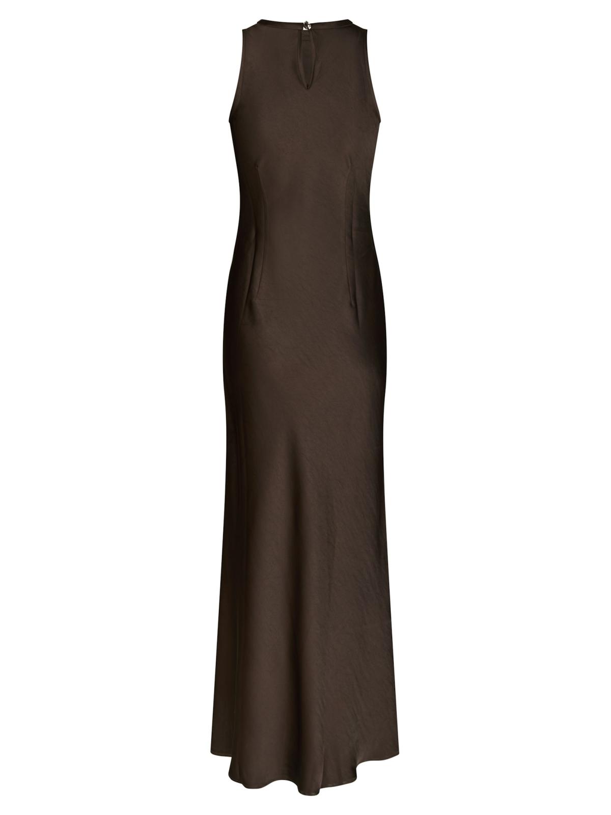 Neo Noir Celinie Heavy Sateen  Dress, Dark Brown - 2