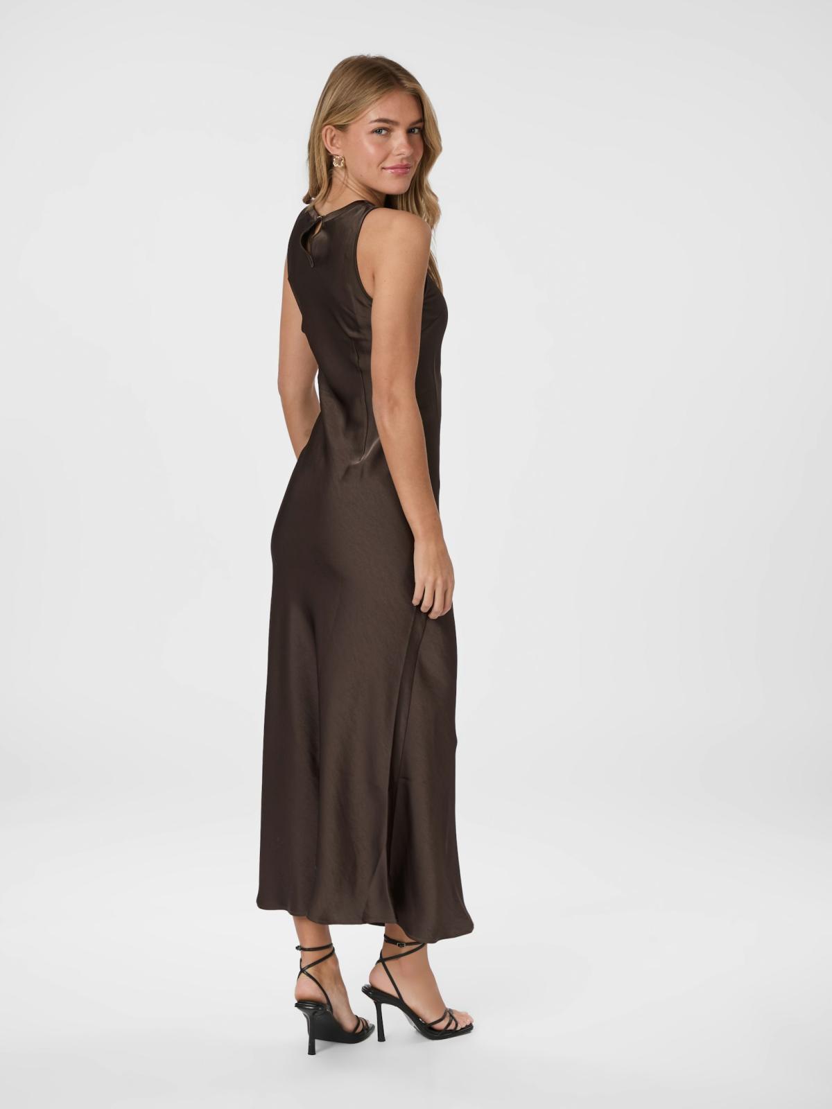 Neo Noir Celinie Heavy Sateen  Dress, Dark Brown - 4