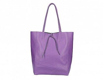 Häftig shoppingkasse i naturgarvatskinn, lila