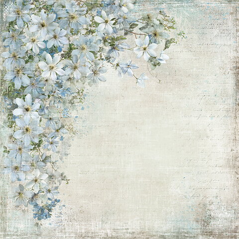 Papper Scrapbooking  Reprint -Summer Garden  Blueberries -  12x12 (30,5 x 30,5 cm)