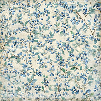 Papper Scrapbooking  Reprint - Summer Garden  Blueberries -  12x12 (30,5 x 30,5 cm)