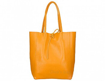 Häftig shoppingkasse i naturgarvatskinn, orange