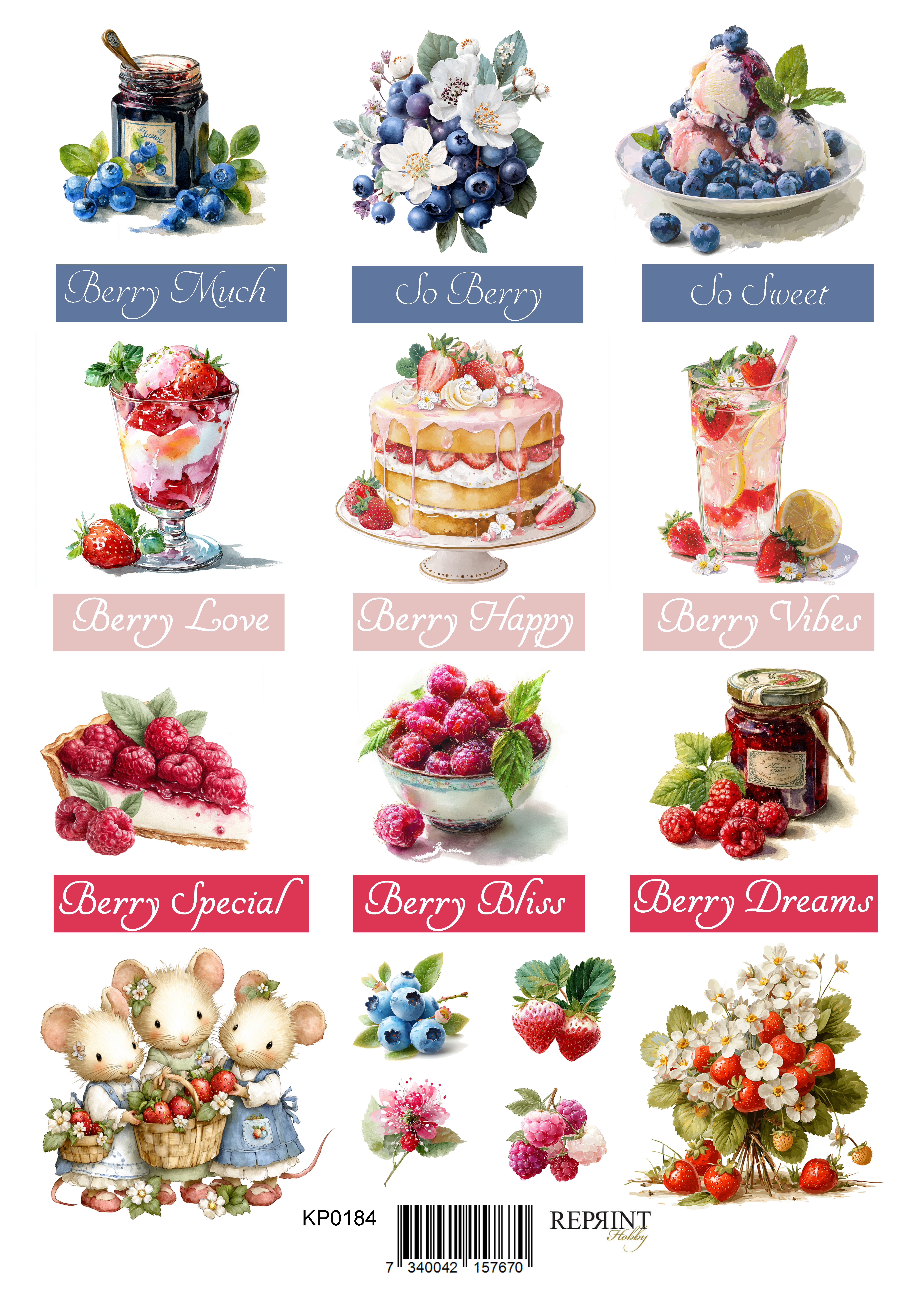 Papper Klippark -  Summer Garden  Berries -  A4