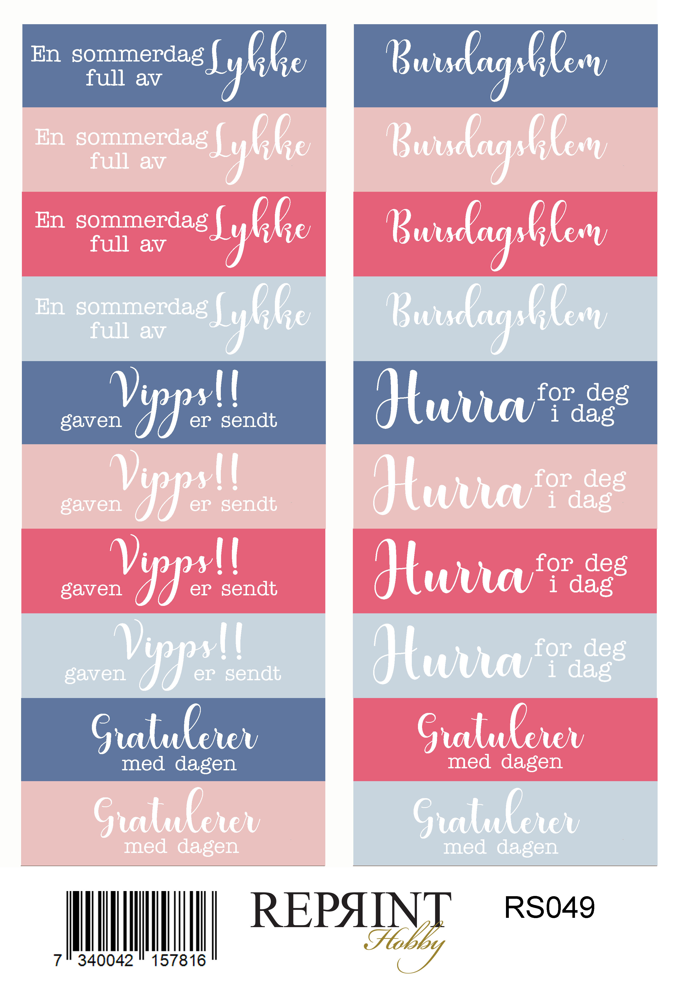Stickers Reprint - Summer Garden Norsk text  -  11x16 cm
