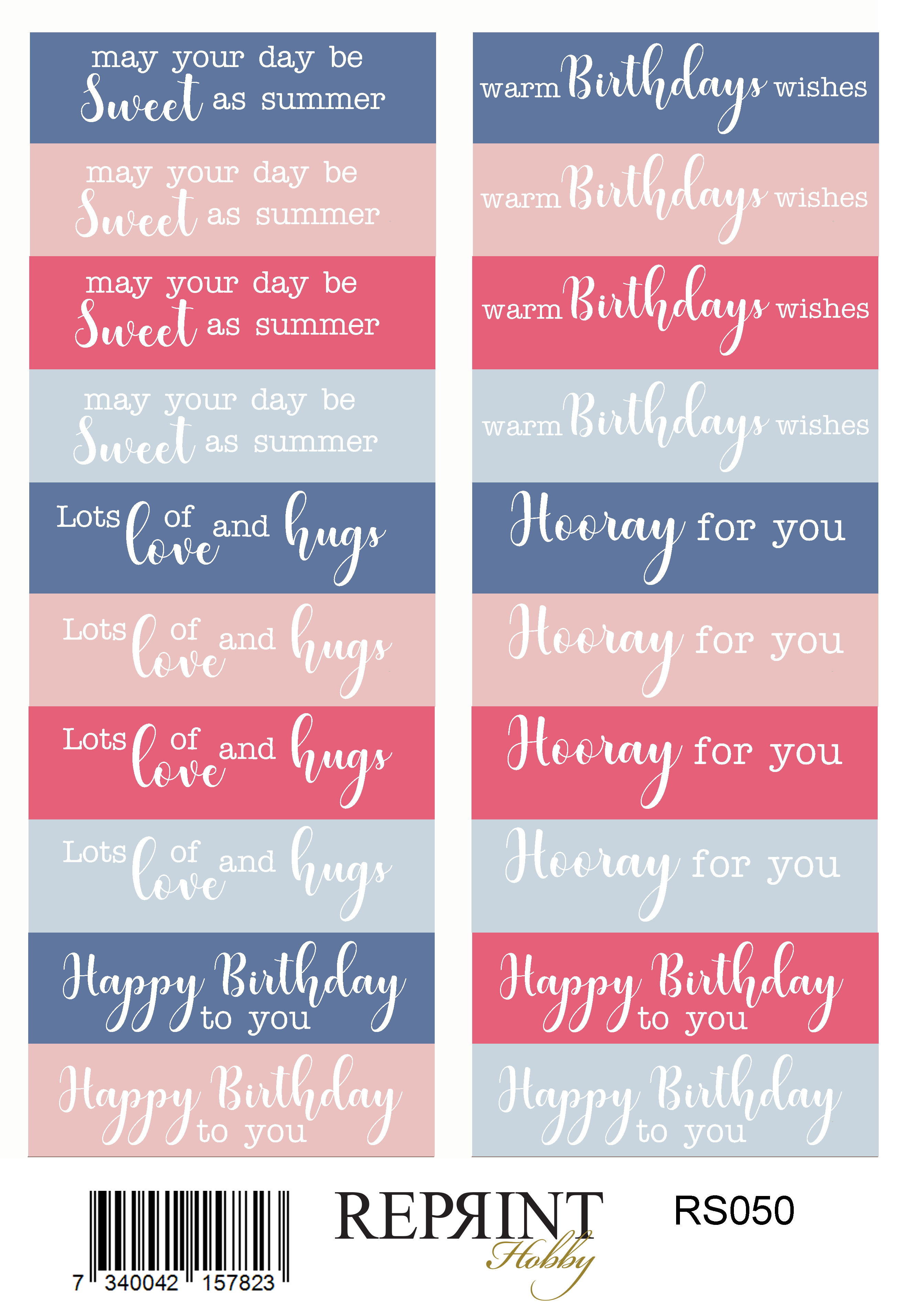 Stickers Reprint - Summer Garden Engelsk text  -  11x16 cm