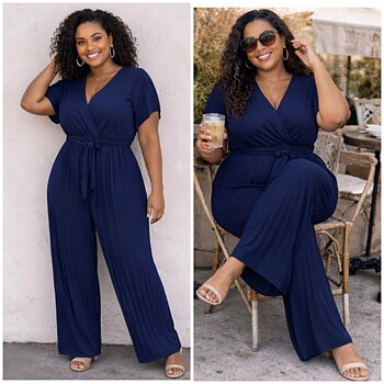 Byxdress med knytband, marinblå 