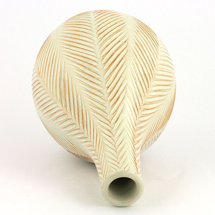 Anna-Lisa Thomson (1940) White Vase with Fishbone Relief 24 cm