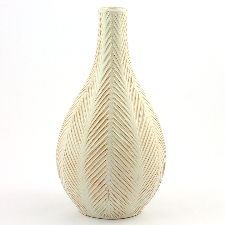 Anna-Lisa Thomson (1940) White Vase with Fishbone Relief 24 cm
